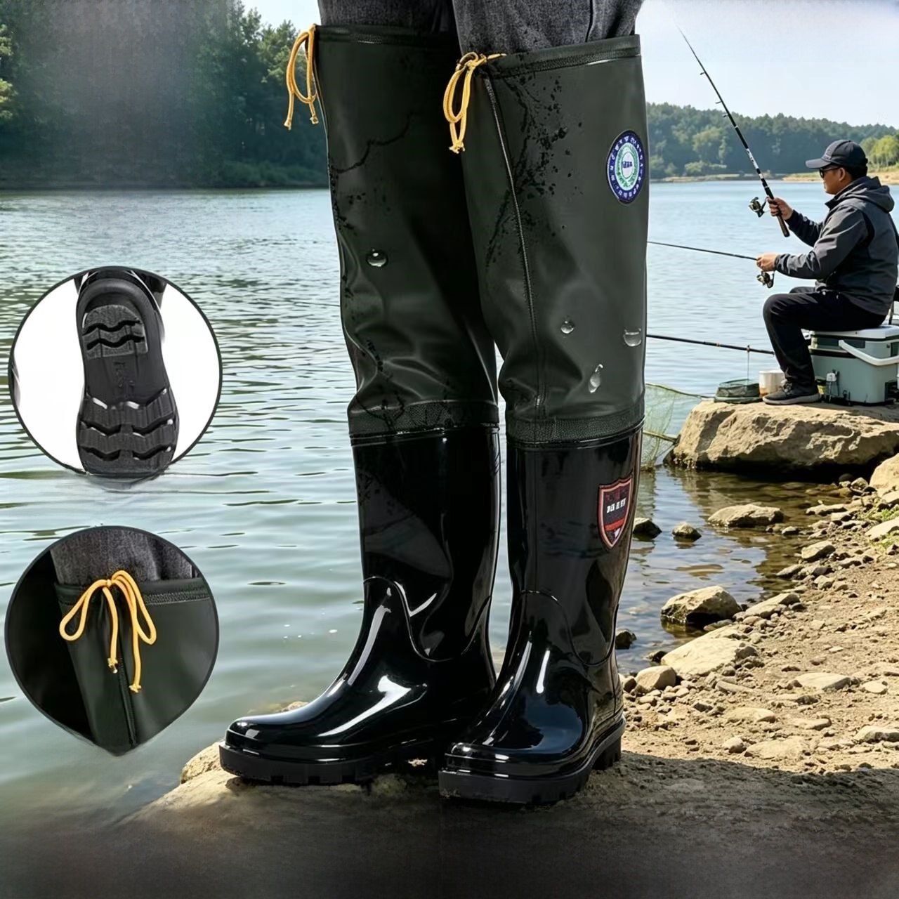 Fishing Rain Suit - Thickened Over-Knee Rain Boots Men's High-Tube