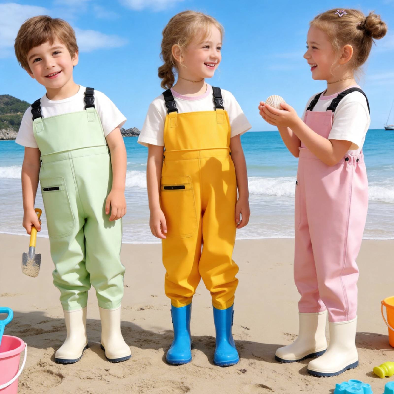 Fishing Pants Waterproof - Children's Overall Waterproof Wading Pants Sea