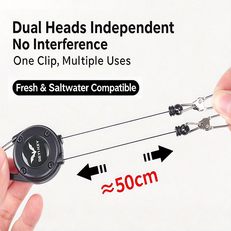 Fishing Belt - Double Headed Retractable Keychain Belt Clip
