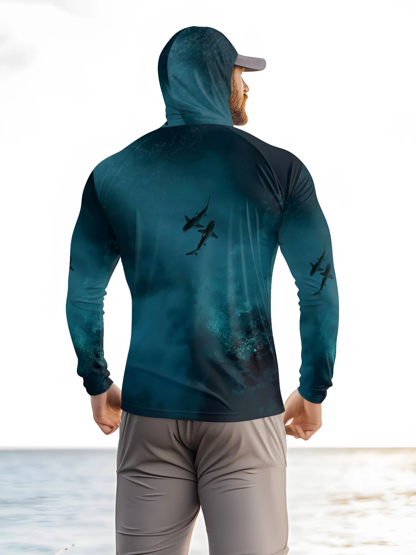 UPF50+ Men Fishing Hoodie With - Fishing Mask Sun Protection 评论和价格