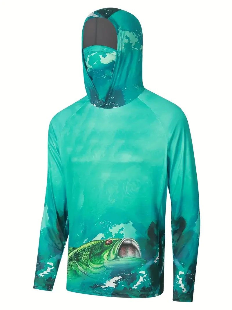 Fishing Shirt Hooded Men Fishi - Fishing Mask Sun Protection 评论和价格